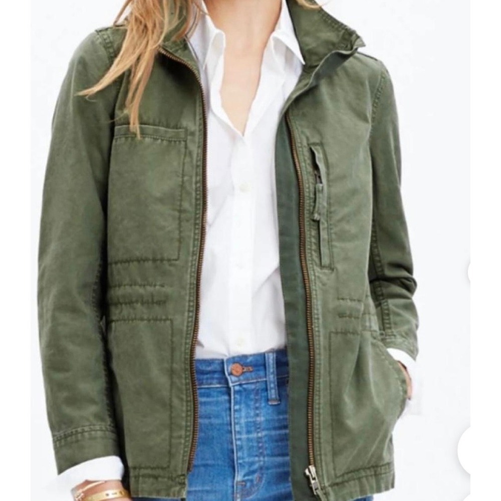 Madewell Utility Jacket Olive Green Military Cargo Women's S Jacket Lightweight